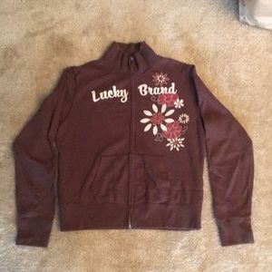 Lucky Brand zip up brown sweater XL